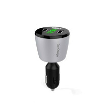 (Silver) Car Charger USB for iPhone iPad Xiaomi HTC Samsung Adapter 5A Current Multi-Color