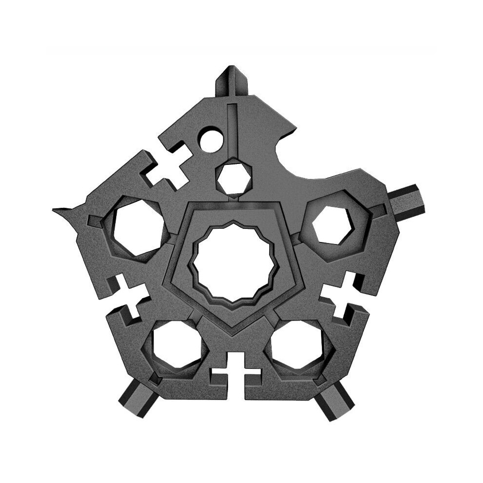 (Black) 23-in-1 Multifunctional Snow Wrench Bike Repair Tool Carbon Steel EDC Outdoor Pentagon Wrench Tool