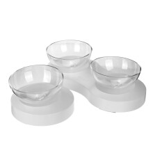 (Double) Double/Single Transparent Pet Bowl Cat Dog Puppy Food Water Drinking Feeders Dish