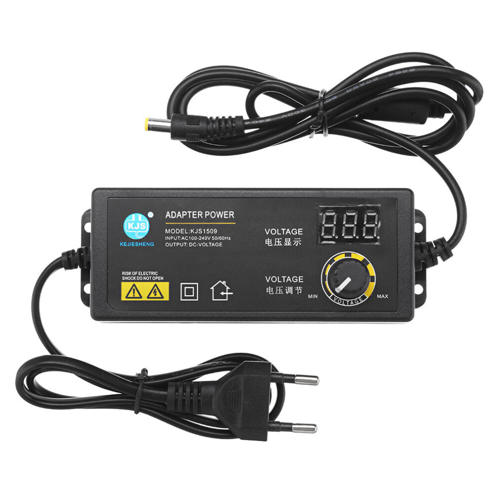 (EU Plug) 3-12V 5A Power Adapter Adjustable Voltage Adapter LED Display Switching Power Supply