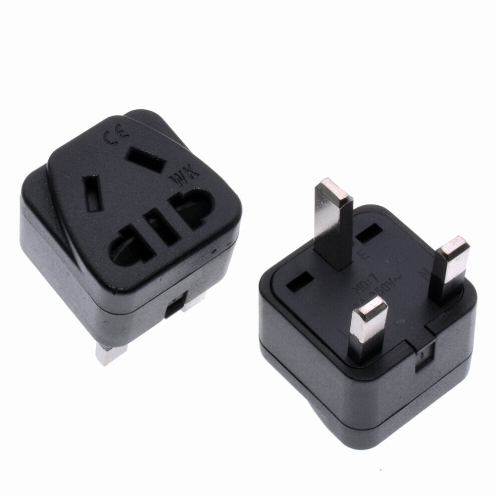 (Black) UK/Singapore/Malaysia/Hongkong Power Plug, US/AU/China 2pin 3pin Socket to UK 3pin Plug Converter Travel Adapter 13A250V