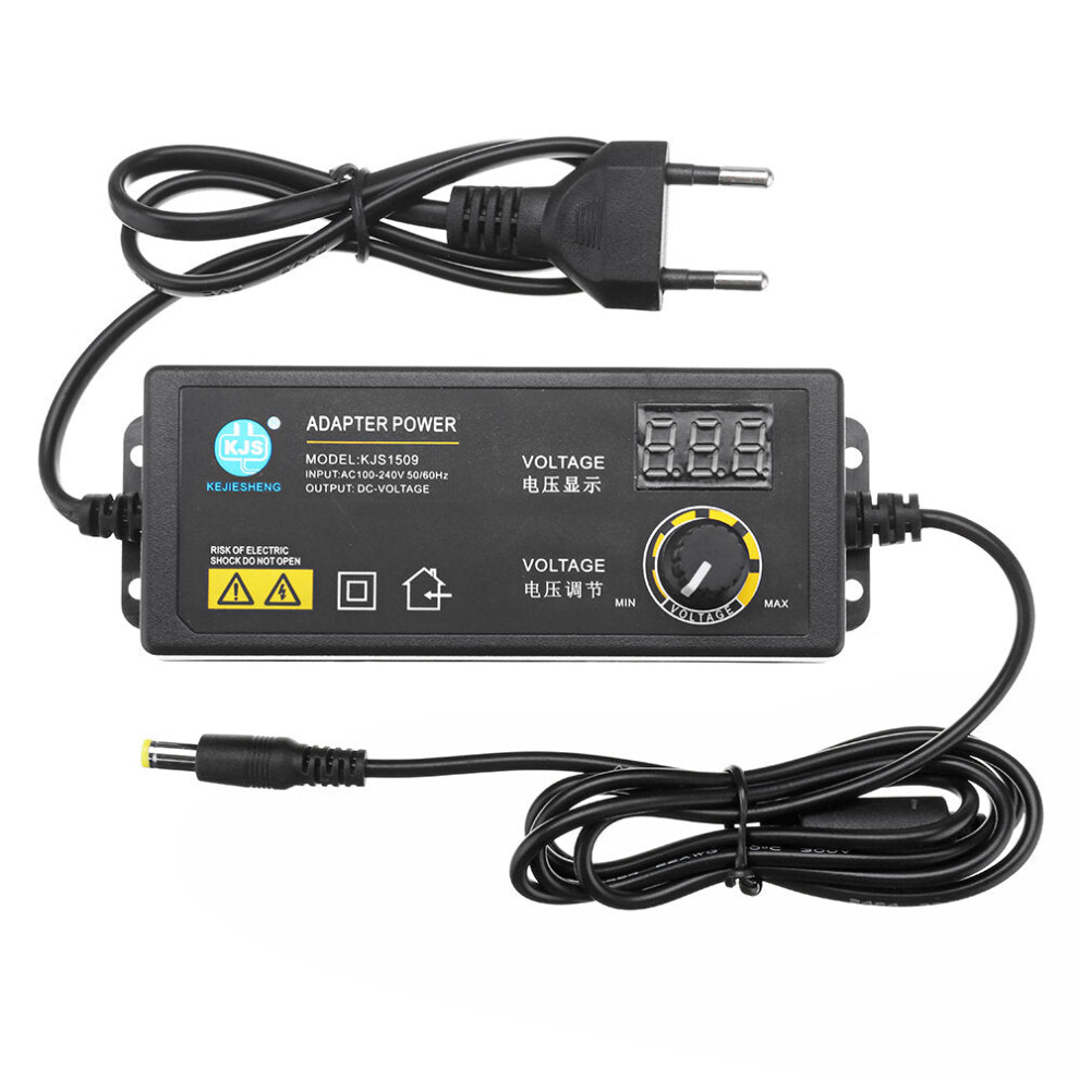 (EU Plug) 3-24V 2.5A Power Adapter Adjustable Voltage Adapter LED Display Switching Power Supply