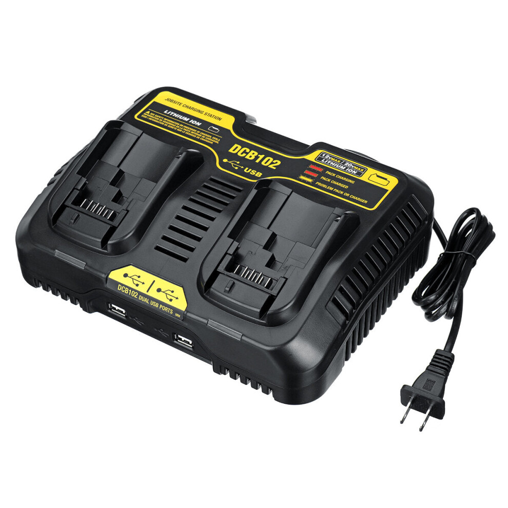 (US Plug) Dual Charger DCB200 DCB115 Lithium-Ion Battery DCB112 DCB105/015 Power Tool Battery Charger