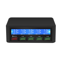 (Black, US Plug) QC3.0 Quick Charge 5-Port USB Charger USB Charging Station Power Charger Adapter