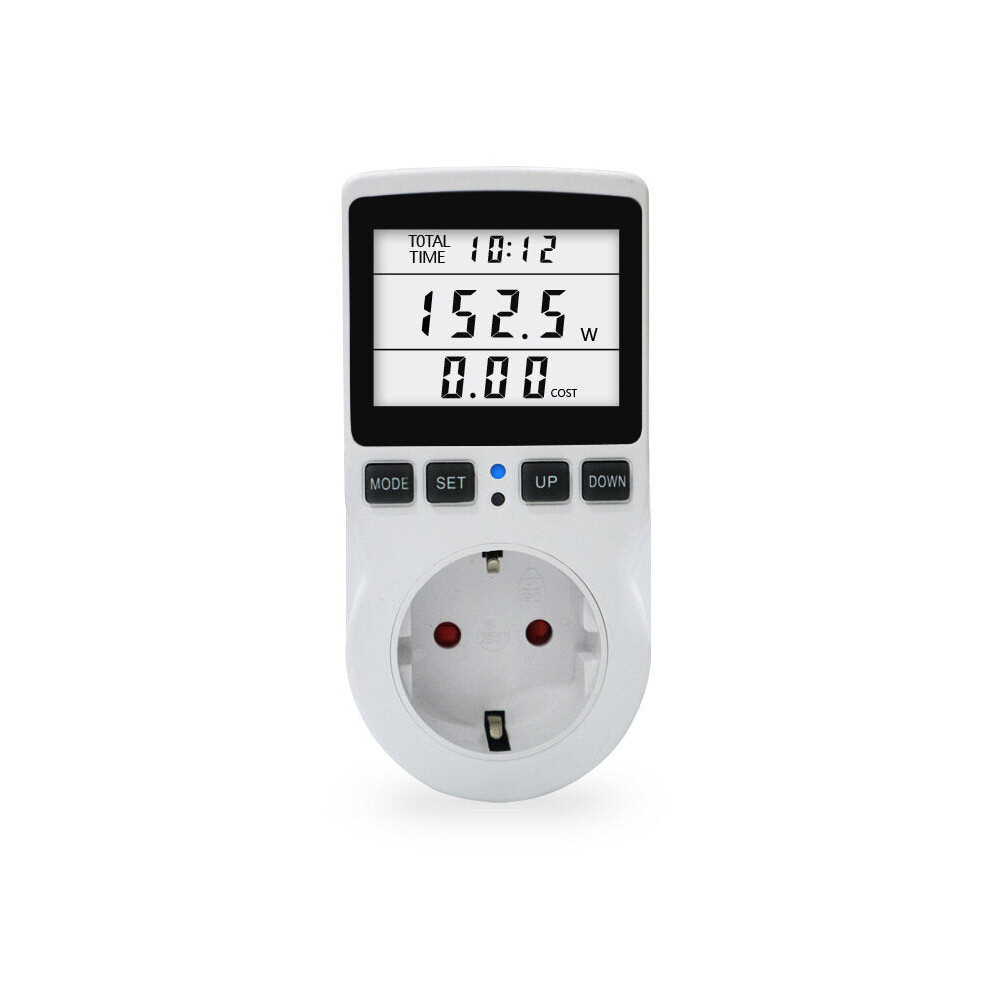 EU Plug LCD Backlight Displaying Intelligent AC Power Meter Wattmeter Socket Billing Socket Power Monitor Overload Alarm