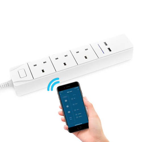 Smart WIFI APP Control Power Strip with 3 UK Outlets Plug 2 USB Fast Charging Socket App Control Work Power Outlet 2
