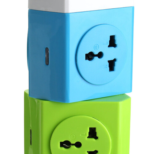 (EU Plug) Four Tiers Rotating Socket Patch Panel USB Plug Board Surge Protection Power Strip 2