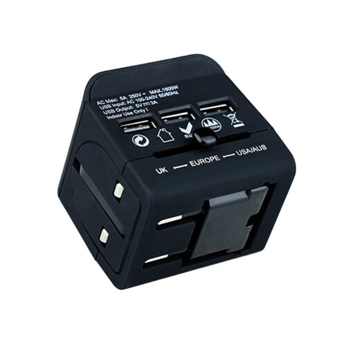 (Star black) Multi-function USB Conversion Plug Conversion Socket 3 USB Port Global Multi Country Converter EU / US / AU / UK Plug USB Connector 2