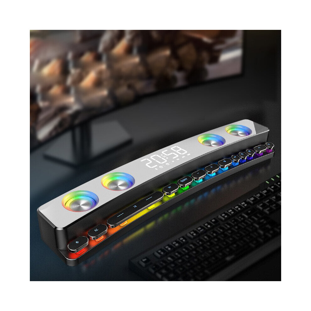 () Game Version Bluetooth 5.0 Electronic Sports Speaker Colorful Laser Hi-Fi Sound Quality Desktop Audio Subwoofer Dual Speakers White/Light 6112212095393
