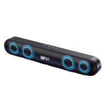 (Black) Colorful Light Soundbar Wireless Bluetooth 5.0 Double Trumpet 360Surround Sound MP3 U Disk SD Card Music Player