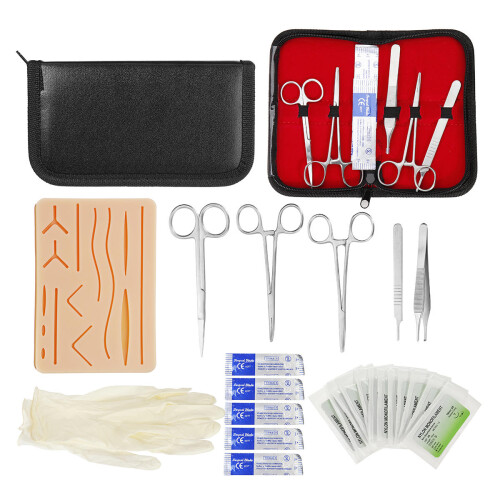 25 In 1 Skin Suture Surgical Training Kit Silicone Pad Needle Scissors Tools Kit 1