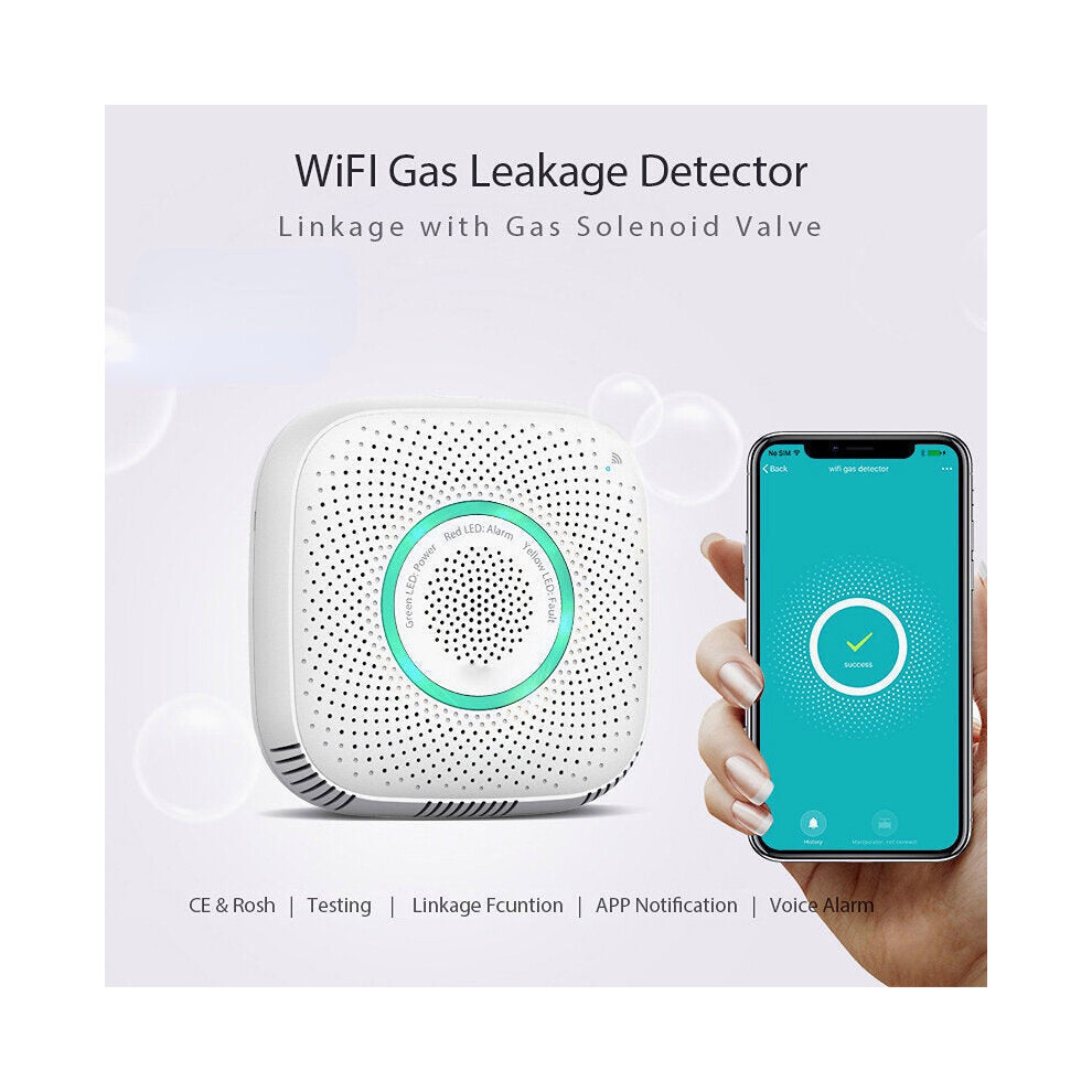 (UK Plug) Smart Home Gas Detector WIFI Voice Prompt Gas Sensor for Alarm System