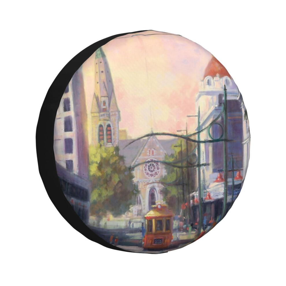 (Back In Time - Christchurch Cathedral Square Pre-Earthquake_935) Spare Tire Cover for RV Trailer, Waterproof Wheel Covers Protectors Camper Fit for J-image-OPC-PGN72ZK-NEW