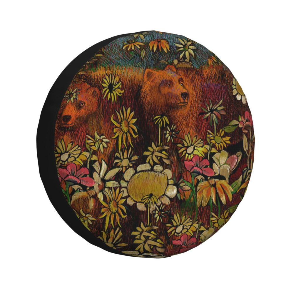 (Bears In The Garden_4164) Spare Tire Cover For Rv Trailer, Waterproof Wheel Covers Protectors Camper Fit For Jeep Wrangler Rv Suv Van Truck Travel Ve 6931076062965