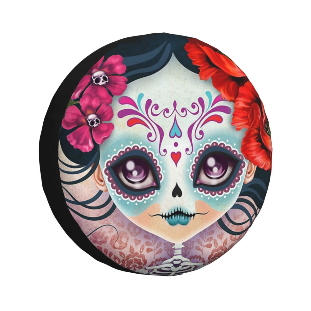 (Amelia Calavera - Sugar Skull_3296) Spare Tire Cover For Rv Trailer, Waterproof Wheel Covers Protectors Camper Fit For Jeep Wrangler Rv Suv Van Truck 6931076068332