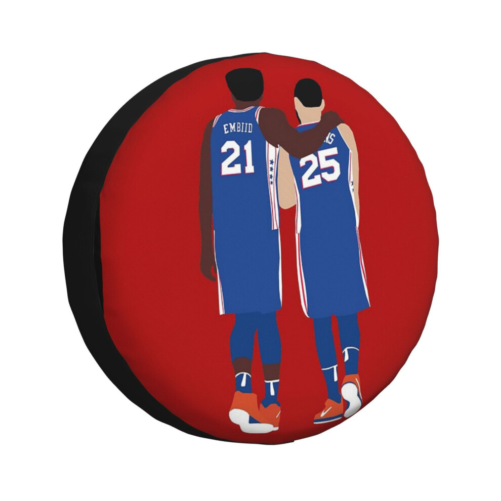 (Ben Simmons And Joel Embiid_6844) Spare Tire Cover For Rv Trailer, Waterproof Wheel Covers Protectors Camper Fit For Jeep Wrangler Rv Suv Van Truck T 6931076062521