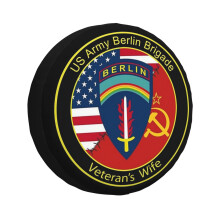 (Berlin Brigade Veteran's Wife_6970) Spare Tire Cover for RV Trailer, Waterproof Wheel Covers Protectors Camper Fit for Jeep Wrangler Rv SUV Van Truck Travel Vehicle / 14 15 16 17 Inch