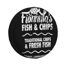 (Best Fish And Chips In Northern Ireland _2293) Spare Tire Cover for RV Trailer, Waterproof Wheel Covers Protectors Camper Fit for Jeep Wrangler Rv SUV Van Truck Travel Vehicle / 14 15 16 17 Inch