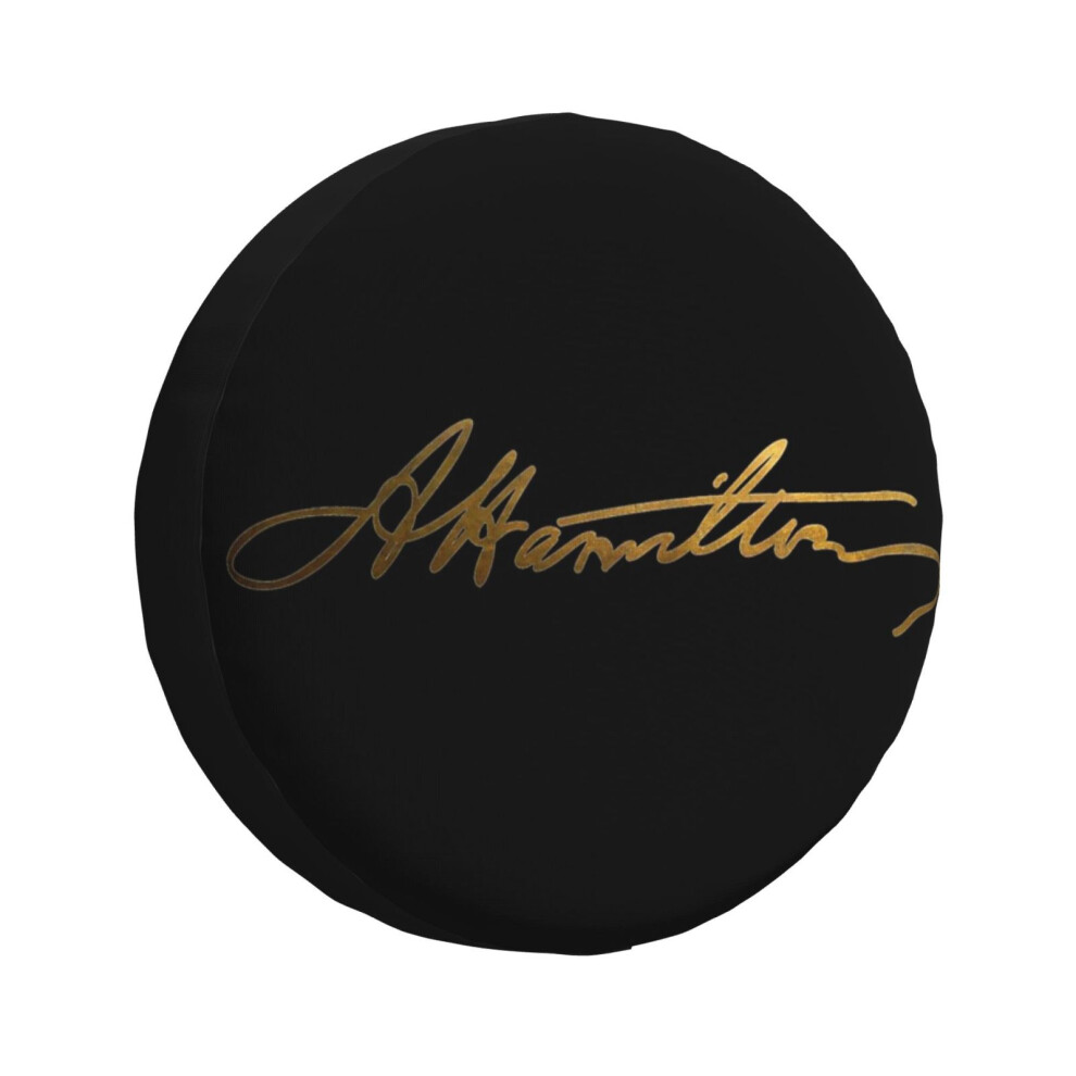 (Alexander Hamilton Signature_57) Spare Tire Cover For Rv Trailer, Waterproof Wheel Covers Protectors Camper Fit For Jeep Wrangler Rv Suv Van Tru Gold 6931076069070