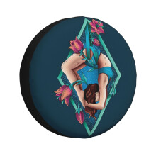(Aerial Yoga Hammock Silks Colorful Design_947) Spare Tire Cover for RV Trailer, Waterproof Wheel Covers Protectors Camper Fit for Jeep Wrangler Rv SUV Van Truck Travel Vehicle / 14 15 16 17 Inch