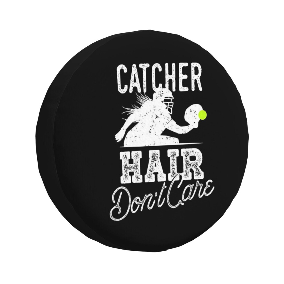 (Catcher Hair Don't Care Softball Gift_5902) Spare Tire Cover For Rv Trailer, Waterproof Wheel Covers Protectors Camper Fit For Jeep Wrangler Rv Suv V 6931076075613