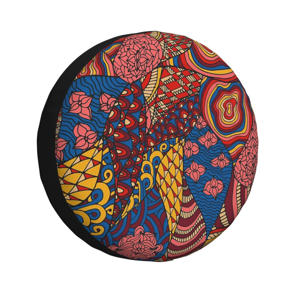 (60S Hippie Psychedelic Pattern_2712) Spare Tire Cover For Rv Trailer, Waterproof Wheel Covers Protectors Camper Fit For Jeep Wrangler Rv Suv Van Truc 6931076071509