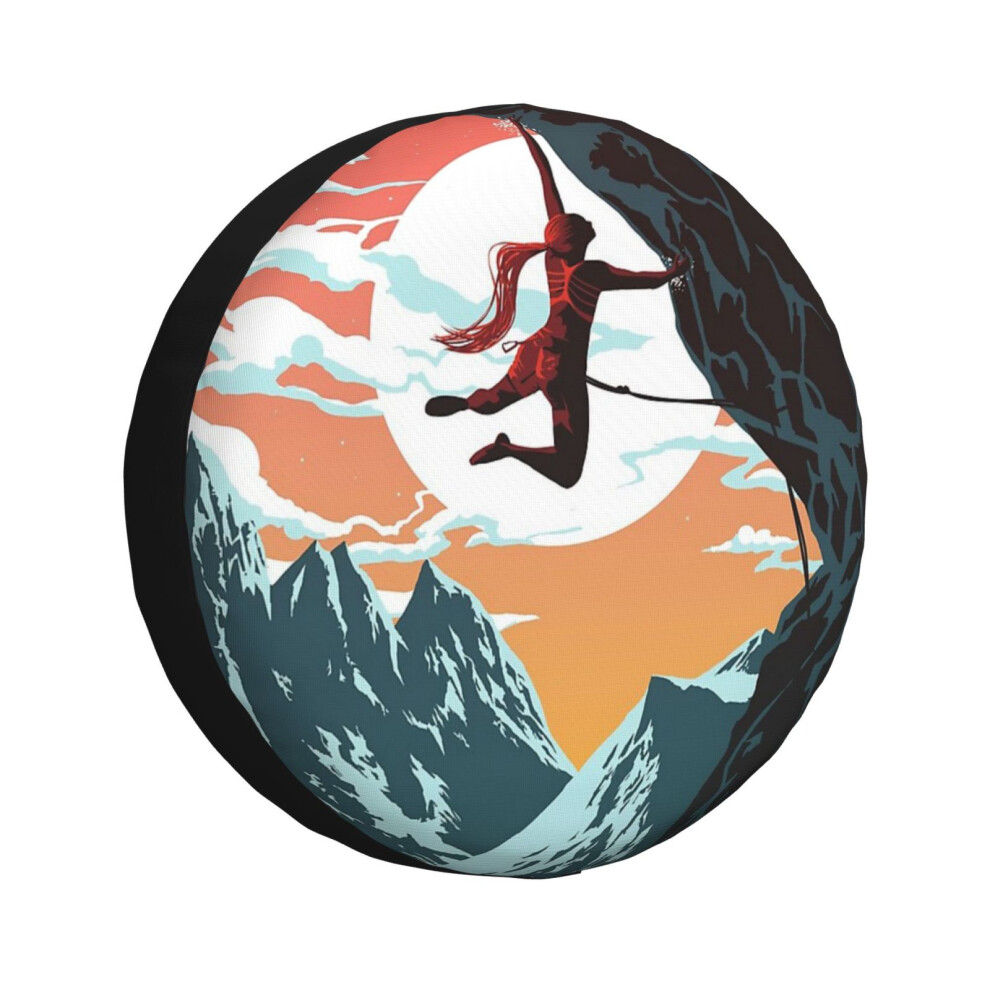(Climbing Girl Vector Art_2120) Spare Tire Cover For Rv Trailer, Waterproof Wheel Covers Protectors Camper Fit For Jeep Wrangler Rv Suv Van Truck Trav 6931076073343