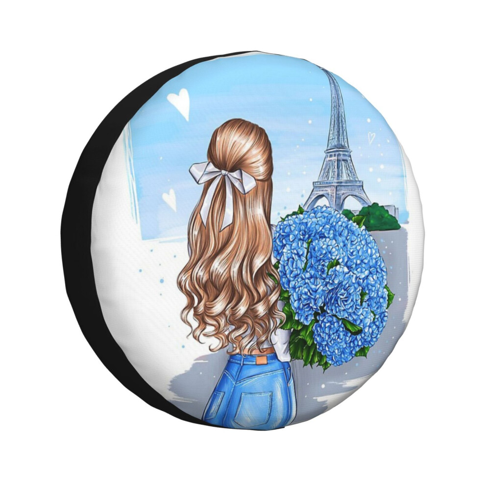 (Born In Paris. Paris And Flowers_5677) Spare Tire Cover For Rv Trailer, Waterproof Wheel Covers Protectors Camper Fit For Jeep Wrangler Rv Suv Van Tr 6931076078959