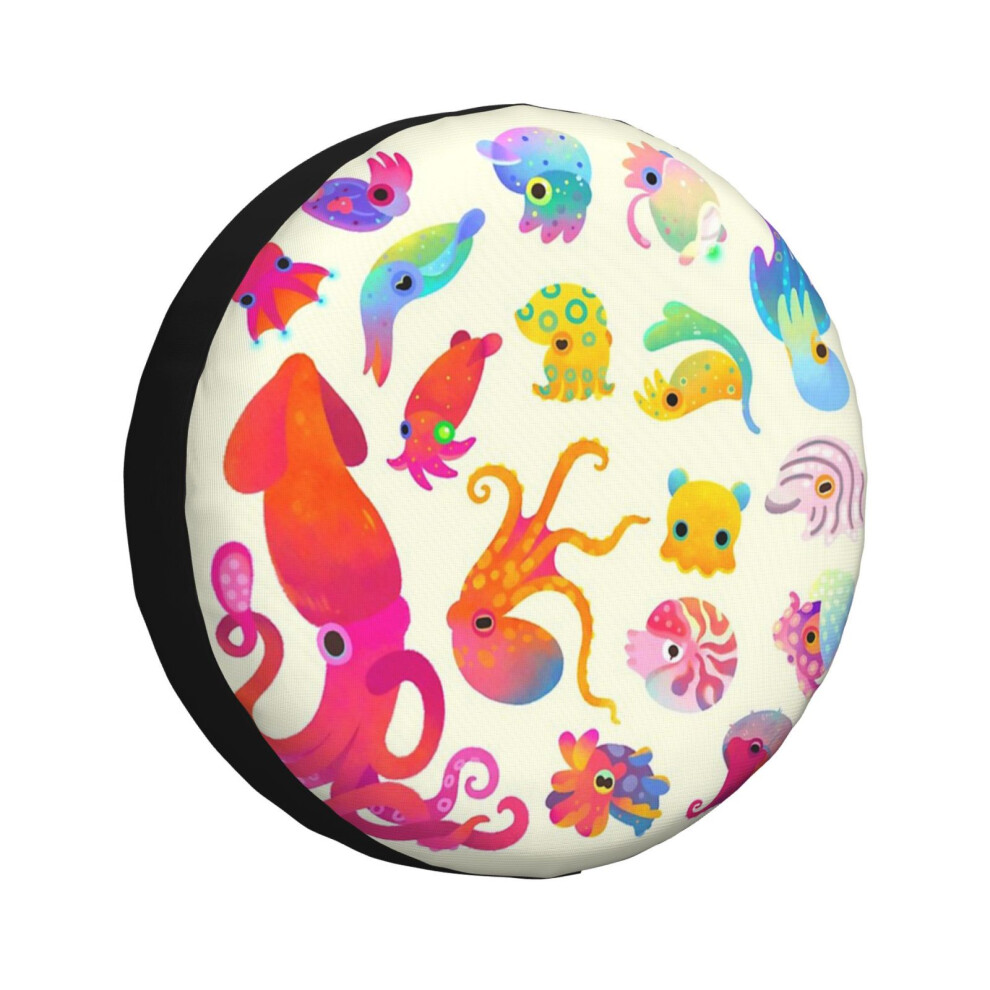 (Cephalopod - Pastel_25) Spare Tire Cover For Rv Trailer, Waterproof Wheel Covers Protectors Camper Fit For Jeep Wrangler Rv Suv Van Truck Travel Vehi 6931076075255