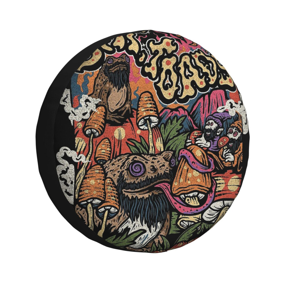 (Dmt Toads - Psychedelic Trippy Rave Art, Magic Mushrooms, Lsd, Mckenna, Rogan_2142) Spare Tire Cover For Rv Trailer, Waterproof Wheel Covers Protecto 6931076087012