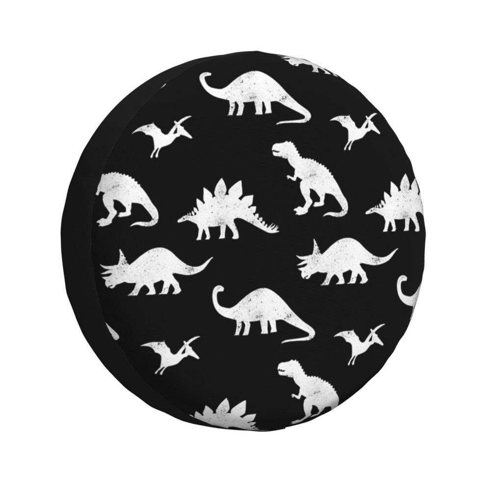 (Dinosaurs On Black_3885) Spare Tire Cover For Rv Trailer, Waterproof Wheel Covers Protectors Camper Fit For Jeep Wrangler Rv Suv Van Truck Travel Veh 6931076087371