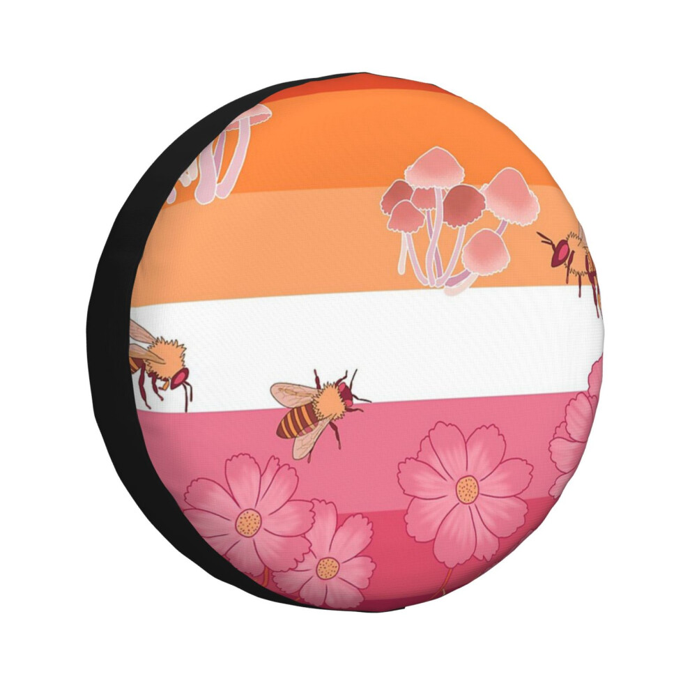 (Cottagecore Lesbian Pride Flag_502) Spare Tire Cover For Rv Trailer, Waterproof Wheel Covers Protectors Camper Fit For Jeep Wrangler Rv Suv Van Truck 6931076091521