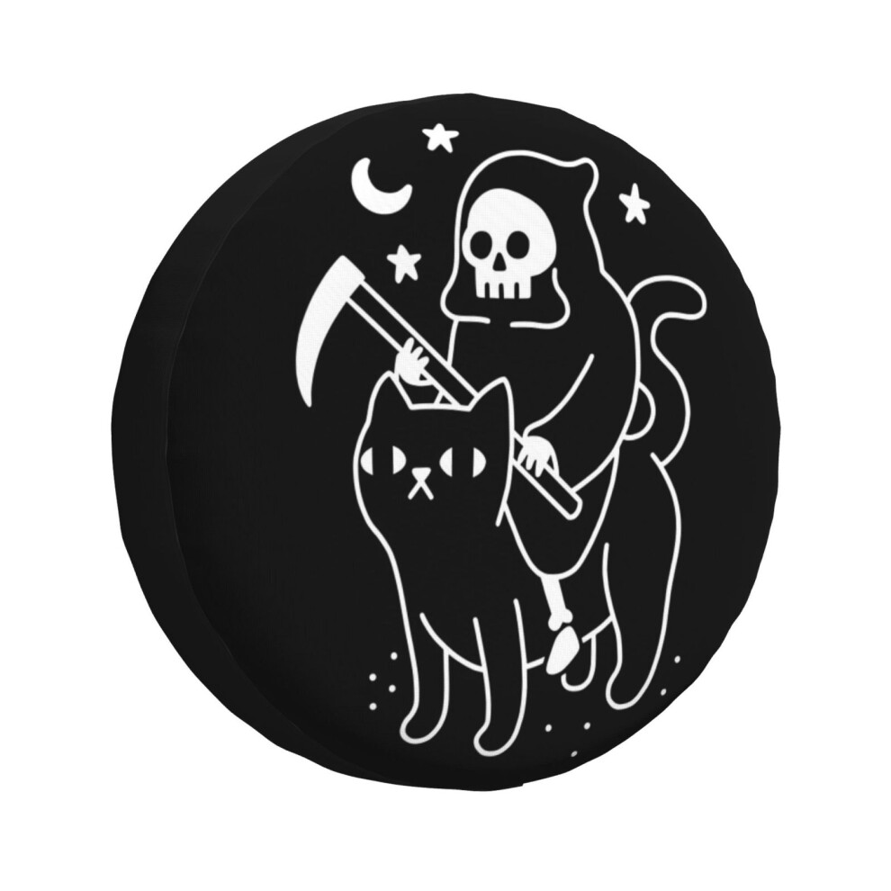 (Death Rides A Cat_899) Spare Tire Cover For Rv Trailer, Waterproof Wheel Covers Protectors Camper Fit For Jeep Wrangler Rv Suv Van Truck Travel Black 6931076088491