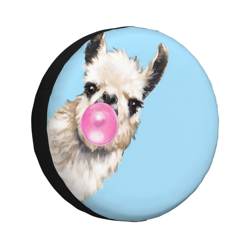 (Bubble Gum Sneaky Llama In Blue_520) Spare Tire Cover For Rv Trailer, Waterproof Wheel Covers Protectors Camper Fit For Jeep Wrangler Rv Suv Van Truc 6931076077853