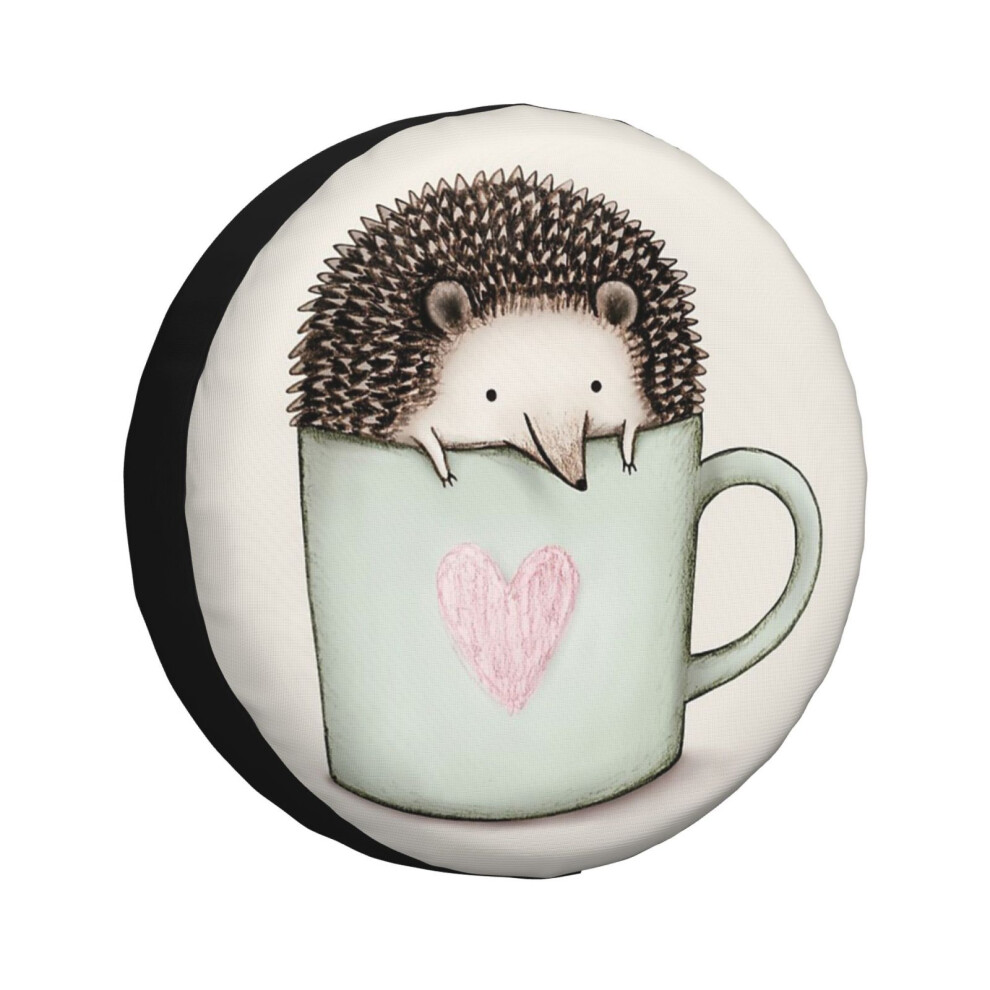 (Hedgehog In A Mug_4738) Spare Tire Cover For Rv Trailer, Waterproof Wheel Covers Protectors Camper Fit For Jeep Wrangler Rv Suv Van Truck Travel Vehi 6931076092597