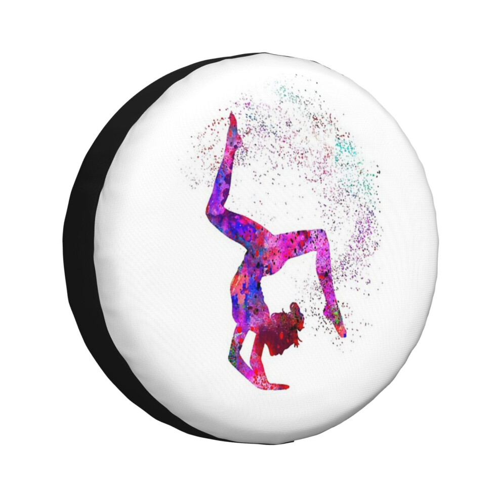 (Gymnastics Girl, Watercolor Gymnastics, Teen Gift_1300) Spare Tire Cover For Rv Trailer, Waterproof Wheel Covers Protectors Camper Fit For Jeep Wrang 6931076094454