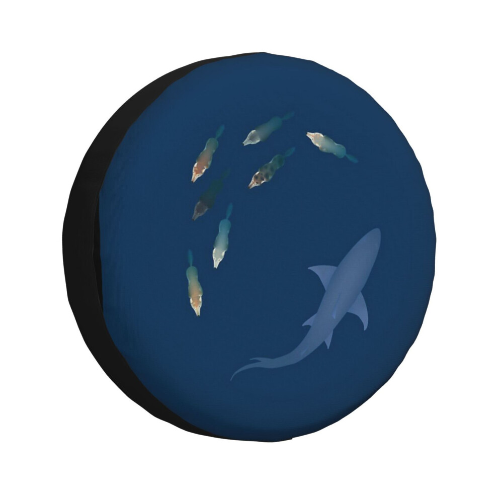 (Guess The Pack Of Wolves Is Swimming With The Shark Now!_738) Spare Tire Cover For Rv Trailer, Waterproof Wheel Covers Protectors Camper Fit For Jeep 6931076094768