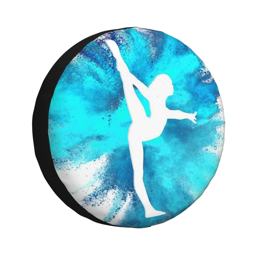 (Gymnast Silhouette - Explosion _597) Spare Tire Cover For Rv Trailer, Waterproof Wheel Covers Protectors Camper Fit For Jeep Wrangler Rv Suv Van Blue 6931076094515