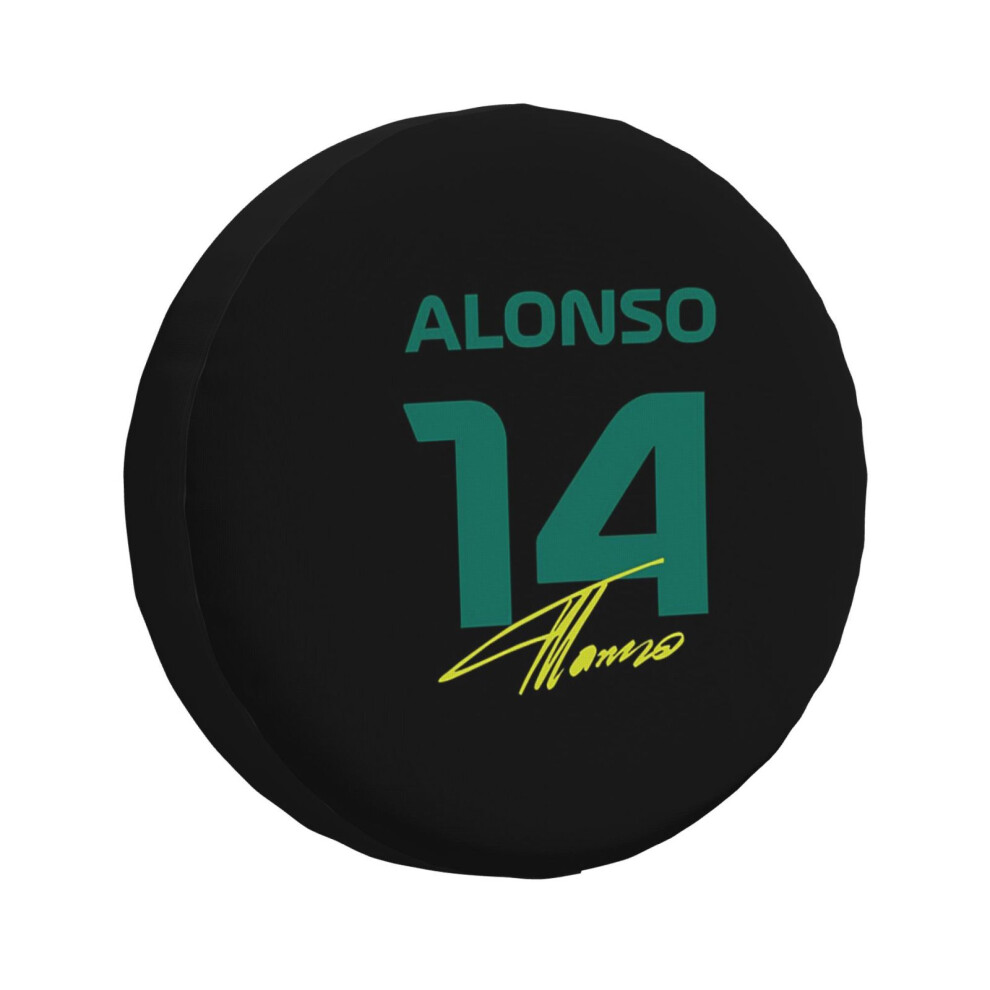 (Fernando Alonso 14 Aston Martin 2023 Formula One_2574) Spare Tire Cover for RV Trailer, Waterproof Wheel Covers Protectors Camper Fit for Jeep Wrangl-image-OPC-PGN79JZ-NEW