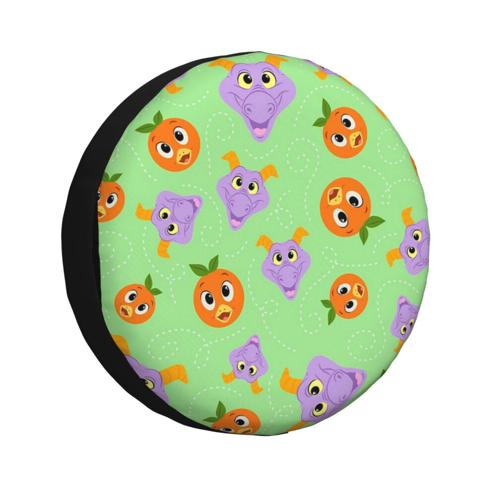 (Festival Fresh - Figment And Bird (Green)_2526) Spare Tire Cover For Rv Trailer, Waterproof Wheel Covers Protectors Camper Fit For Jeep Wrangl Orange/Green 6931076102029