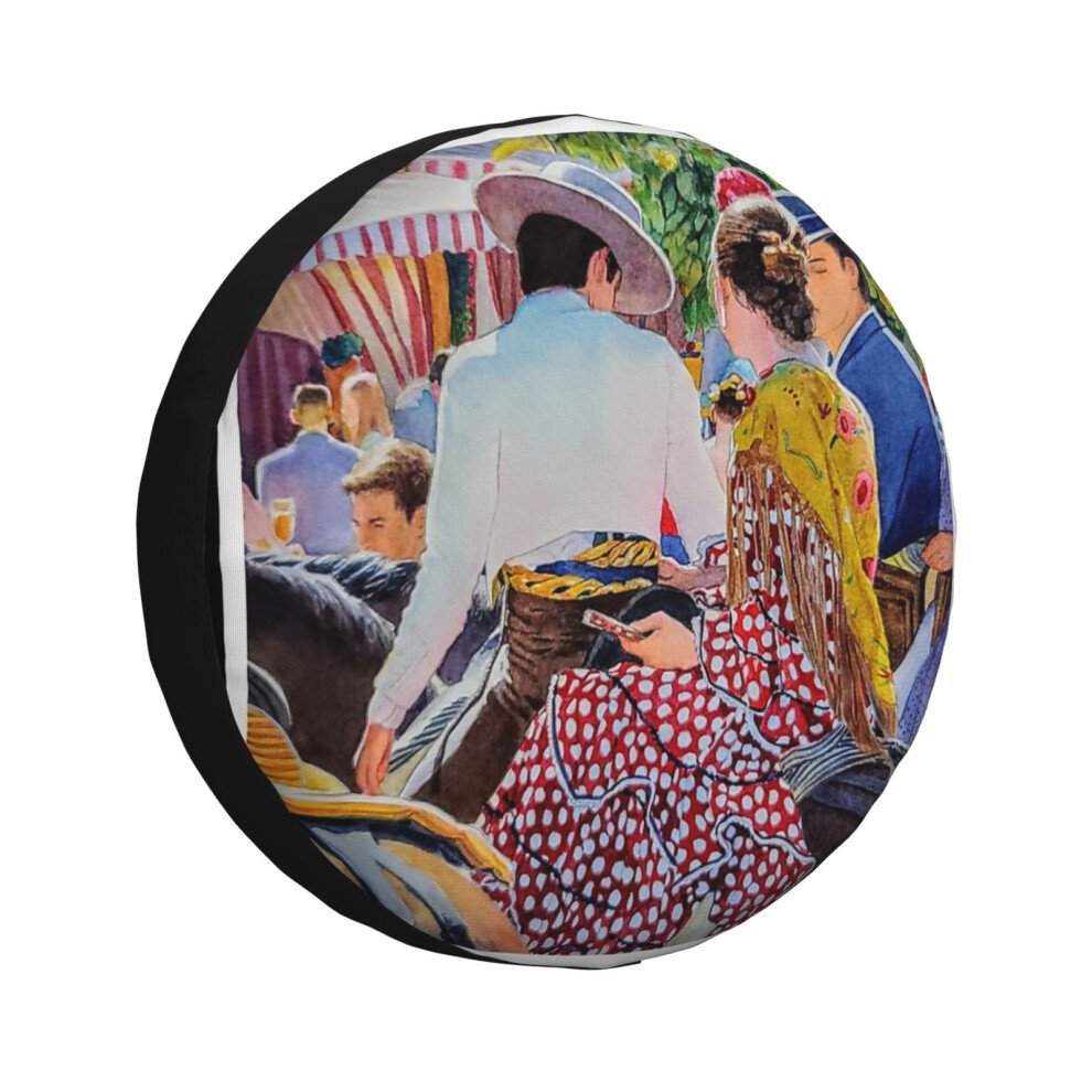 (Friends In Seville_929) Spare Tire Cover For Rv Trailer, Waterproof Wheel Covers Protectors Camper Fit For Jeep Wrangler Rv Suv Van Truck Travel Vehi 6931076099312