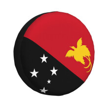 (Flag Of Papua New Guinea_784) Spare Tire Cover for RV Trailer, Waterproof Wheel Covers Protectors Camper Fit for Jeep Wrangler Rv SUV Van Truck Travel Vehicle / 14 15 16 17 Inch