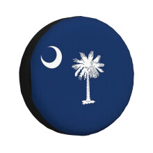 (Flag Of South Carolina_2122) Spare Tire Cover for RV Trailer, Waterproof Wheel Covers Protectors Camper Fit for Jeep Wrangler Rv SUV Van Truck Travel Vehicle / 14 15 16 17 Inch
