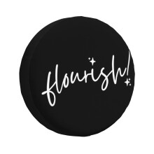 (Flourish! White Text_7288) Spare Tire Cover for RV Trailer, Waterproof Wheel Covers Protectors Camper Fit for Jeep Wrangler Rv SUV Van Truck Travel Vehicle / 14 15 16 17 Inch
