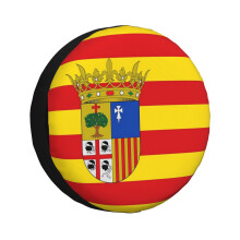 (Flag Of Aragon_6331) Spare Tire Cover for RV Trailer, Waterproof Wheel Covers Protectors Camper Fit for Jeep Wrangler Rv SUV Van Truck Travel Vehicle / 14 15 16 17 Inch