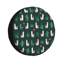 (Fleece Navidad Cactus_4642) Spare Tire Cover for RV Trailer, Waterproof Wheel Covers Protectors Camper Fit for Jeep Wrangler Rv SUV Van Truck Travel Vehicle / 14 15 16 17 Inch