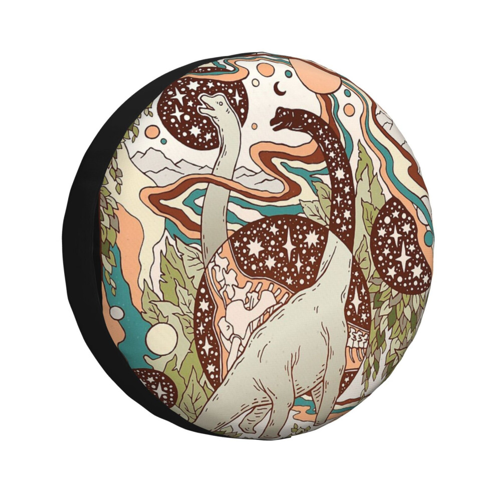(Jurassic Portal Retro Rainbow Palette Dinosaur Science Fiction Art_3077) Spare Tire Cover For Rv Trailer, Waterproof Wheel Covers Protectors Camper F 6931076106270