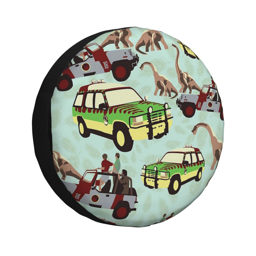 (Jurassic Ride_110) Spare Tire Cover For Rv Trailer, Waterproof Wheel Covers Protectors Camper Fit For Jeep Wrangler Rv Suv Van Truck Travel Vehicle / 6931076106256