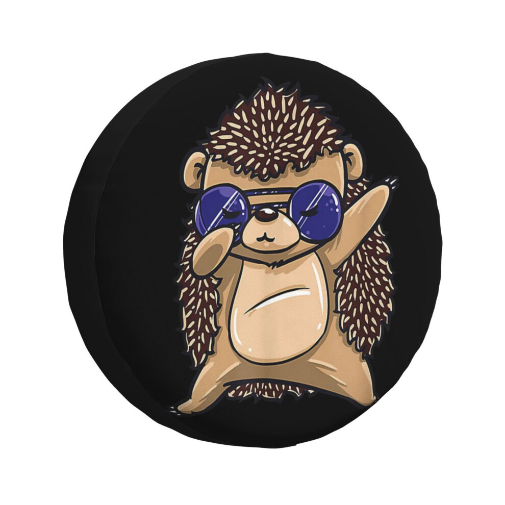 (Funny Dabbing Hedgehog_1419) Spare Tire Cover For Rv Trailer, Waterproof Wheel Covers Protectors Camper Fit For Jeep Wrangler Rv Suv Van Truck Travel 6931076098896