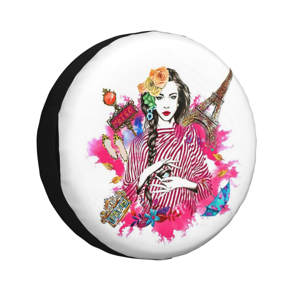 (Girl Is In Holiday_5776) Spare Tire Cover For Rv Trailer, Waterproof Wheel Covers Protectors Camper Fit For Jeep Wrangler Rv Suv Van Truck Travel Veh 6931076097127